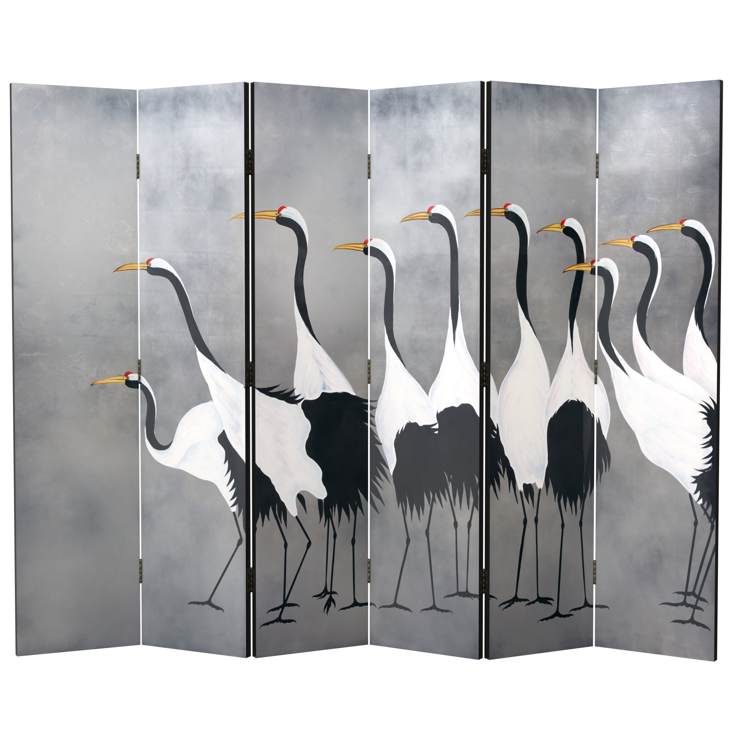 Cranes on Silver Room Divider