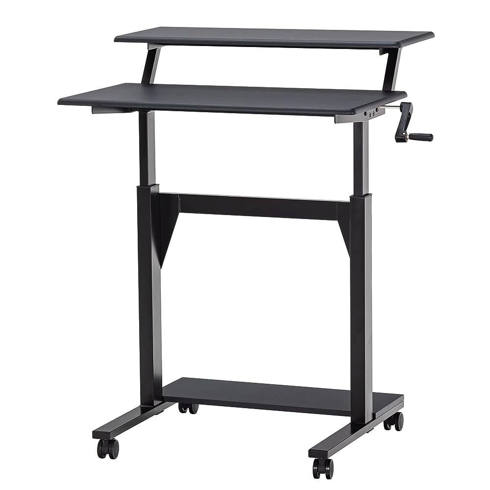 Crank Adjustable Height Standing Desk, 2 Tier Adjustable Sit to Desk
