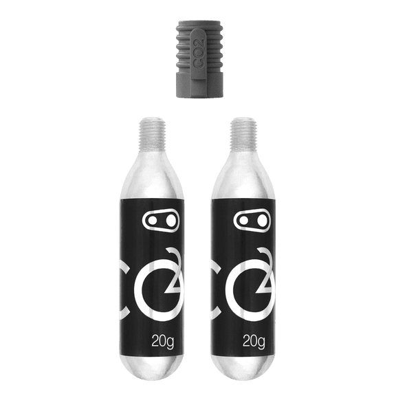 Crank Brothers Klic Co2 Inflator Head + 2 Threaded Cartridges - 20G