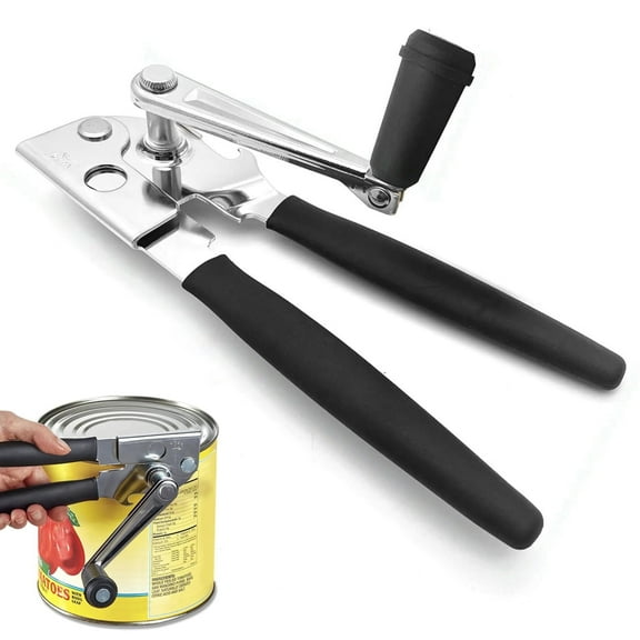 Heavy-Duty Commercial Manual Crank Can Opener: Equipped with Rubber-Coated Long Handles for Enhanced Grip