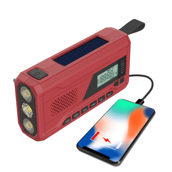 Crank Radio, Emergency Radio, Solar Radio, NOAA/AM/FM Weather Radio, USB Type-C Charging, Dynamo Radio, Polymer Battery, Camping Torch & LED Reading Light, SOS Alarm