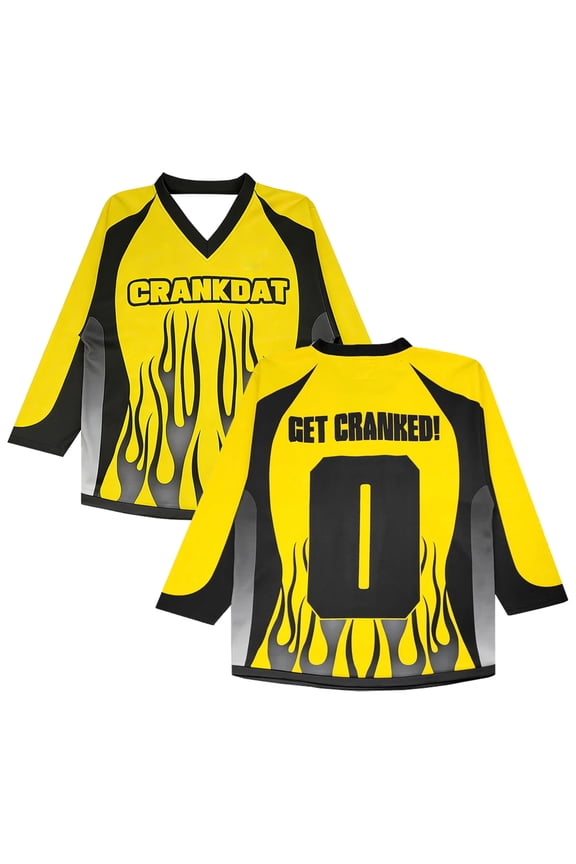 Crankdat Get Cranked Hockey Jersey Long Sleeve Loose Top Shirts Women Men Sport T-shirt