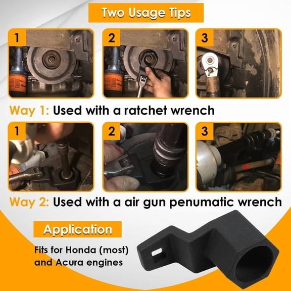 Crankshaft Pulley Locking Tool Compatible with Honda Accord 2005-2017 Crosstour 2012-2015 and Acura TL 1999-2014, 50mm Offset, 1-Pack