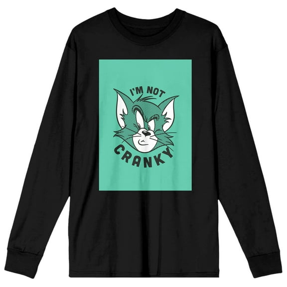 Cranky Tom Cat Black Graphic Long Sleeve Tee - M