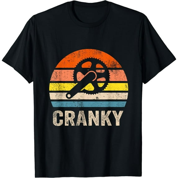 Cranky Vintage Sun funny Bicycle Lovers Cycling Cranky T-Shirt Black 2X-Large