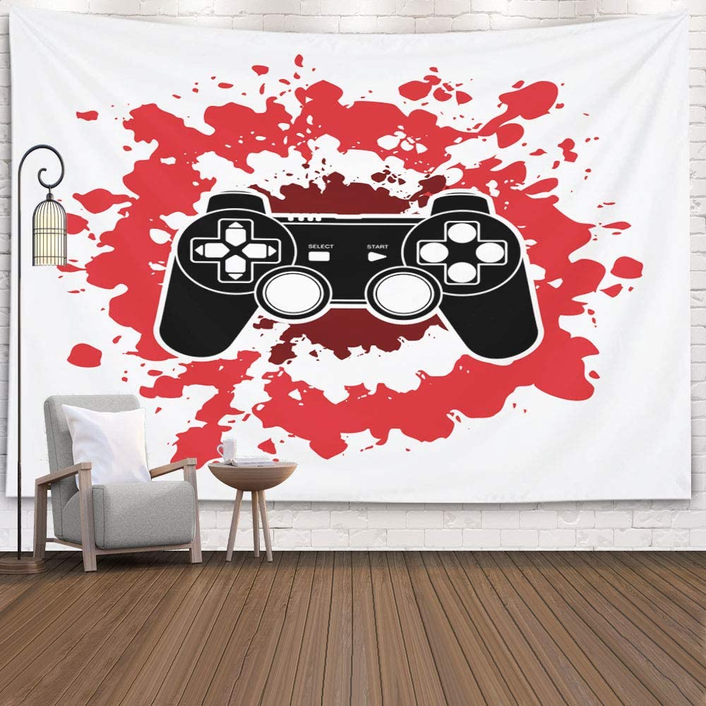 Crannel Gaming Wall Tapestry,Game Designed Splatter Blood Background