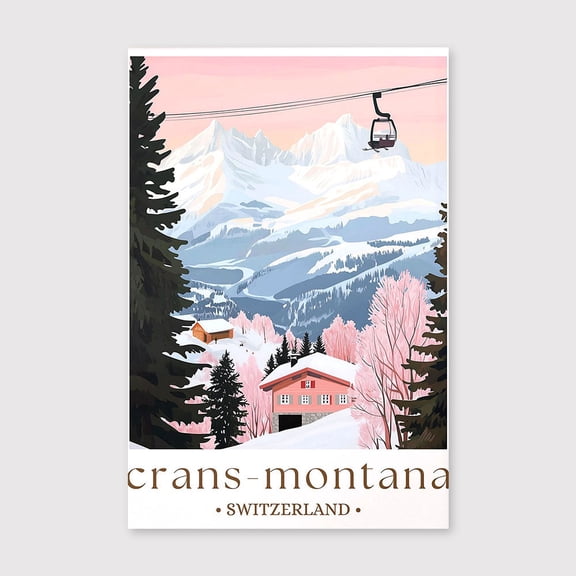 Crans Montana Switzerland Travel Canvas, Alpine Resort Wall Art, Mountain Landscape Print, European Travel Decor