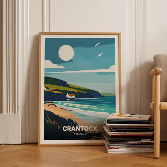 Crantock Beach Cornwall UK Coastal Landscape Wall Art, Stretched Canvas 8x10in