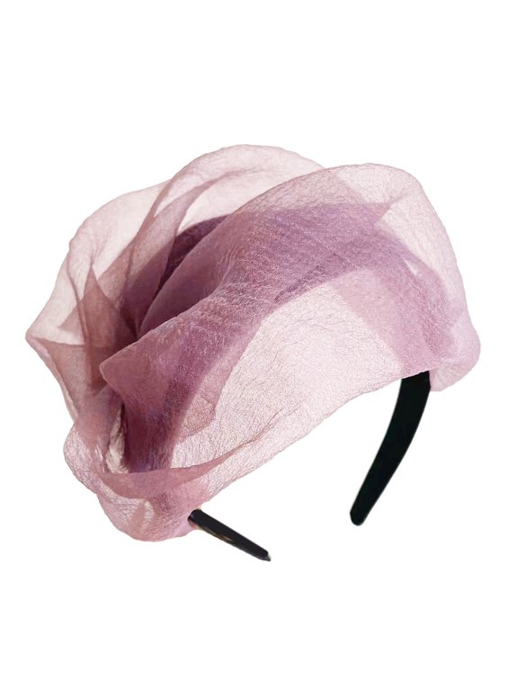 Crape Half Caps Ruffle Hairhoop for Women French Headband 1920s Fascinator Hat Evening Dresses Hat for Formal Occasion