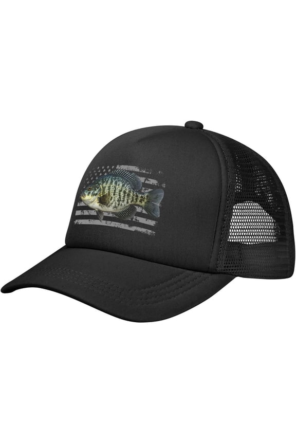 Crappie Fish Baseball Cap Adjustable Casual Mesh Hats Duck Tongue Hat for Men Women31 Black
