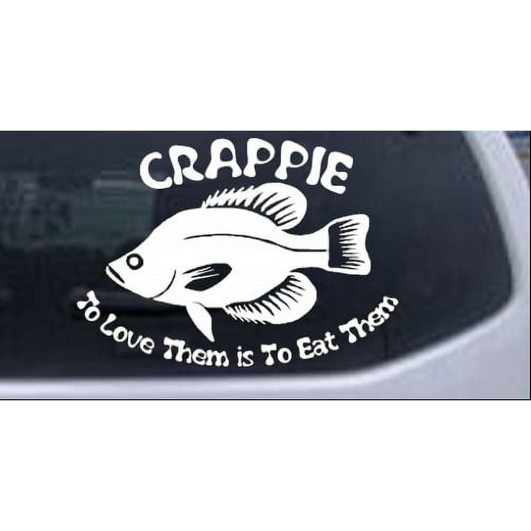Crappie Fishing Decal Car or Truck Window Laptop Decal Sticker White 6in X  8.4in