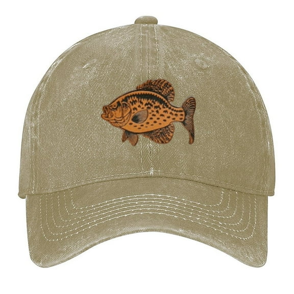Crappie Fishing Print Vintage Wash Dad Hat Adjustable Curved Brim Baseball Cap,Made In USA,Casual Outdoor Sports Fishing Cap for Men and Women