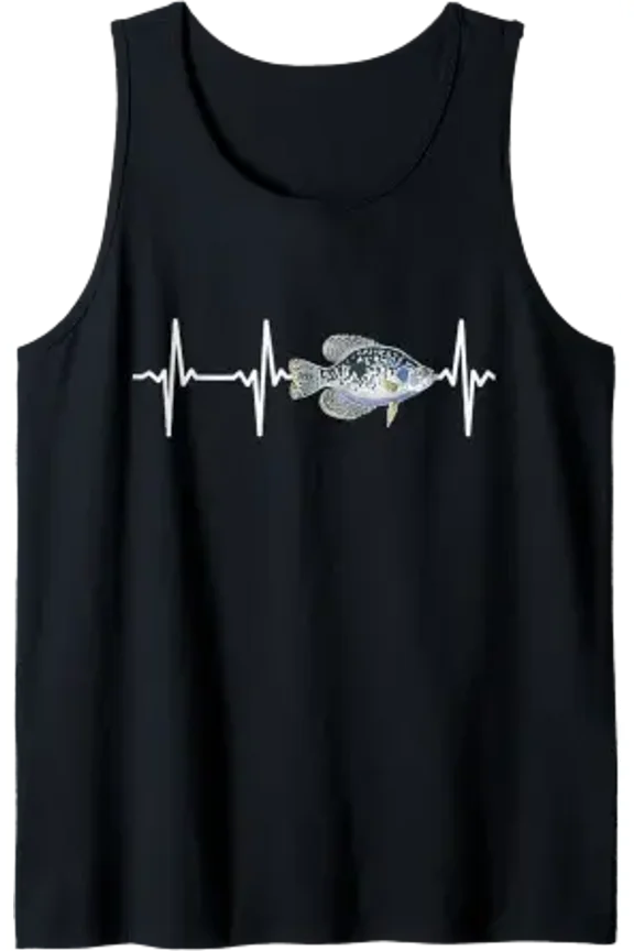 Crappie Heartbeat For Freshwater Fish Fishing Lovers Tank Top Size S-3XL