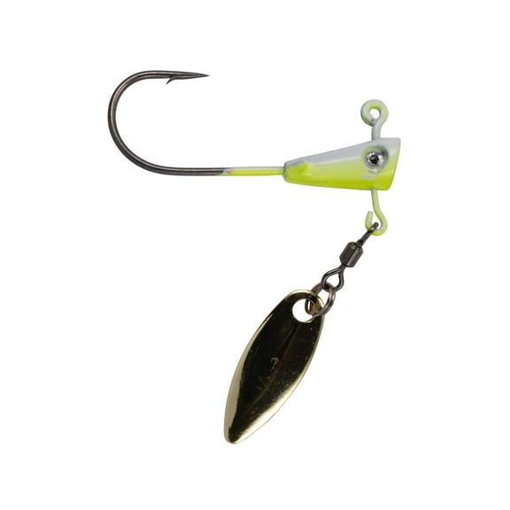 Crappie Magnet Fin Spin 1/16oz Underspin Jighead White/Chartreuse