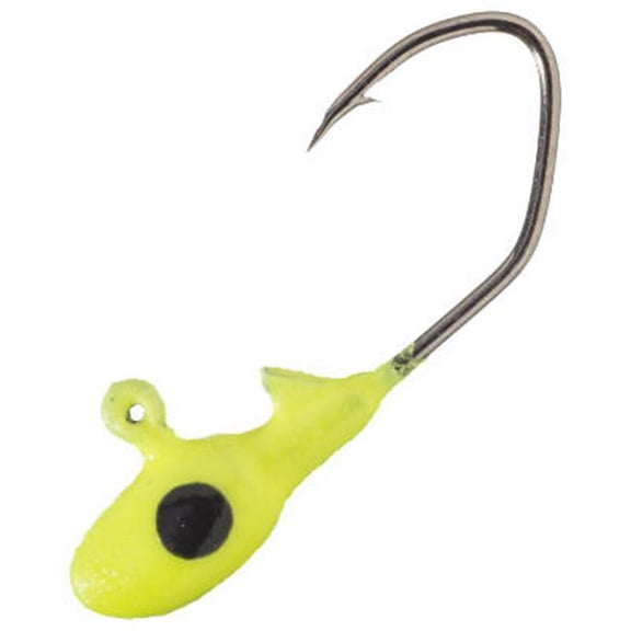 Crappie Pro Sickle Mo'Glo Jigheads, Chartreuse, 1/32 Oz., 10 Count, 132OBS63