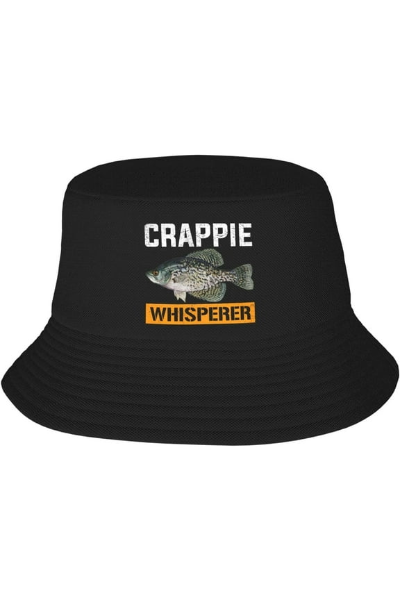 Crappie Whisperer Crappie Fishing Bucket Hat Reflective Foldable Beach Sun Hats Fisherman Hats for Women Men