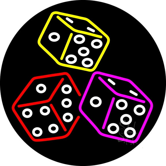 Craps Dise 1 LED Neon Sign 18 x 18 - inches, Black Square Cut Acrylic Backing, with Dimmer - Bright and Premium built indoor LED Neon Sign for wall décor, arcarde, and storefront.