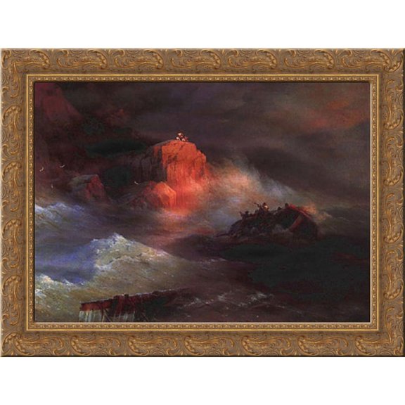 Crash 24x20 Gold Ornate Wood Framed Canvas Art by Aivazovsky, Ivan Constantinovich