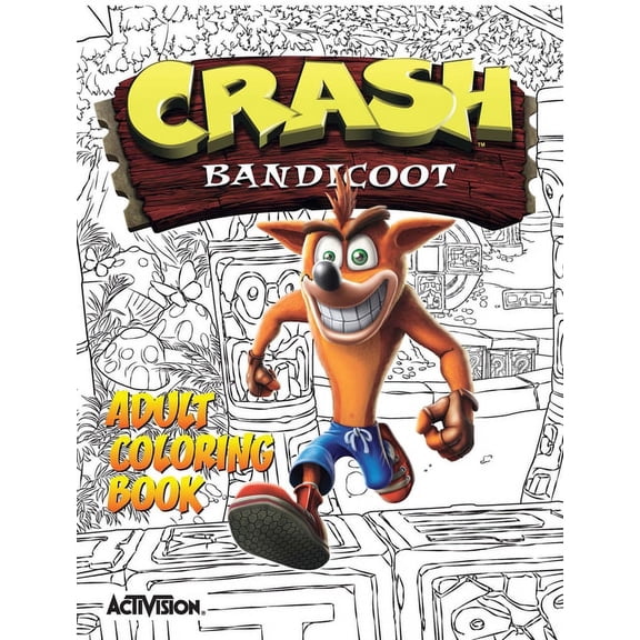 Crash Bandicoot Adult Coloring Book, (Paperback)
