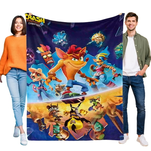 Crash Bandicoot-Anti-Pilling Flannel Blanket Soft Lightweight Plush Fuzzy Cozy Luxury Blanket for Home and Kitchen Use Perfect for Kids and Adults 52"*60"(130cm*150cm)
