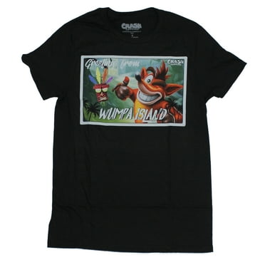 Crash Bandicoot Mens T-Shirt - Winking Postcard Image (Medium)