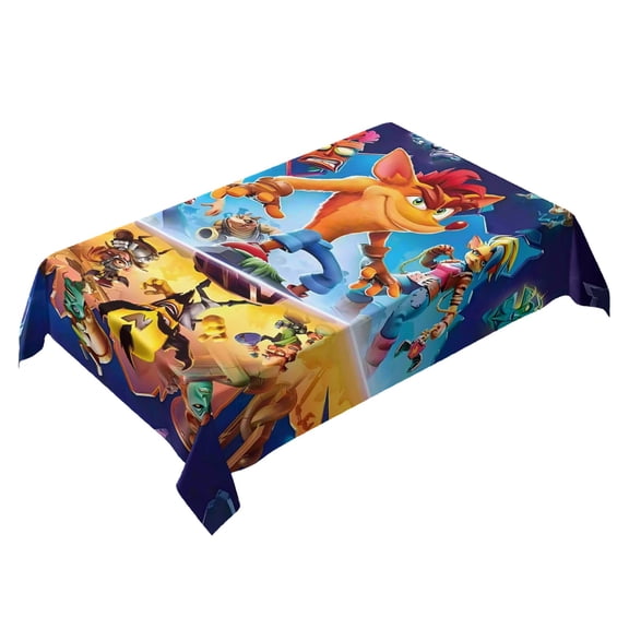 Crash Bandicoot-theme square tablecloth has an iconic print, fits most tables, and is easy to care for perfect gifts for fans friends and family55" x 71"140*180cm