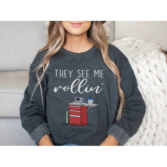 Crash Cart Rrt Rapid Response Team Nurse Rn Sweatshirt | Icu Nurse Crewneck Sweater | Emergency Ed Er Rn Shirt