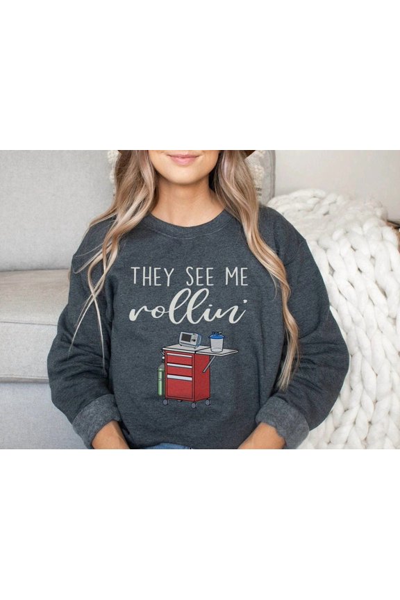 Crash Cart Rrt Rapid Response Team Nurse Rn Sweatshirt | Icu Nurse Crewneck Sweater | Emergency Ed Er Rn Shirt