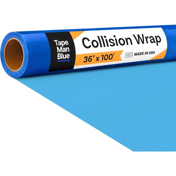 Crash/Collision Wrap, 36 inch x 100 feet, Blue Collision Wrap for Damaged Vehicles & Car Windows, Self Adhesive Broken Window Cover for Cars, Clean Removal Automotive Wreck Film