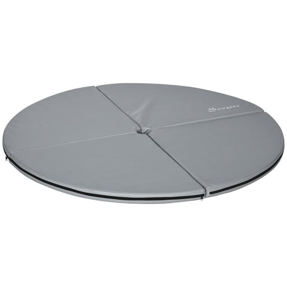 Crash Pad, 59-Inch Round Folding Pole Dance Mat, 2-Inch Thick Foam with Handles, Grey