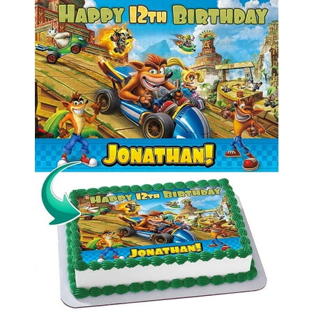 Crash Team Racing Nitro-Fueled Edible Cake Image Topper Personalized Picture 1/4 Sheet (8"x10.5")