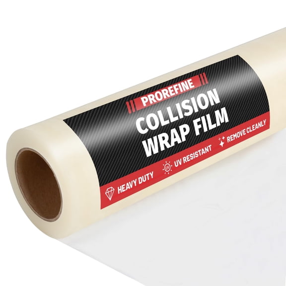 Crash Wrap Film 36-inch x 120-foot Roll 1-Pack Clear Plastic Protector Self-Adhesive Plastic for Auto Collision, Weather, Dust Protection, Broken Windows Windshields