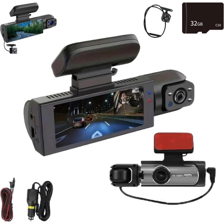 Crashcam - 1080p HD Front & Rear Dashcam, Dashcam Front and Rear Camera, Camaras para Carros Que Graben 24/7, Camara para Carro Que Grabe 24 Horas, Driving Camera Dash Recorder (Front+Back)