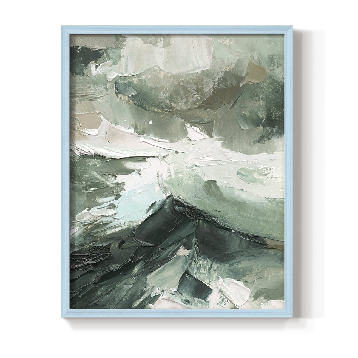 Crashing II Framed Print in Blue Solid Wood Framed Print No Nail Hanging