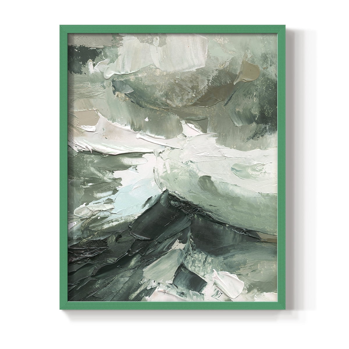 Crashing II Framed Print in Green Solid Wood Framed Print No Nail Hanging