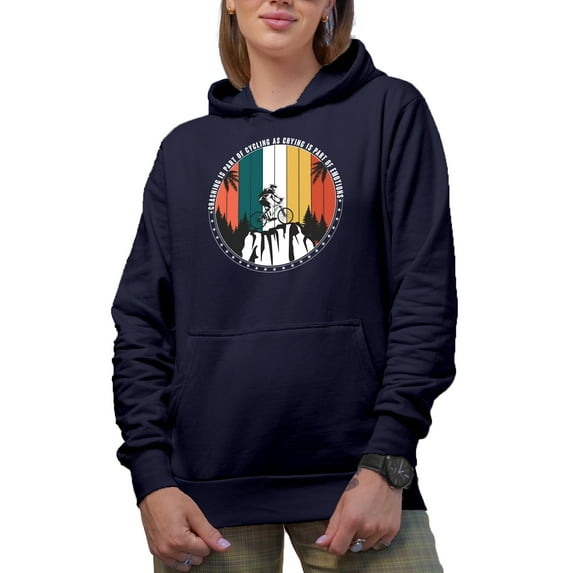 Crashing Is Part of Cycling Just as Crying Is Part of Emotions, Cyclist, Navy Blue Hooded Sweatshirt or Hoodie, 2XL