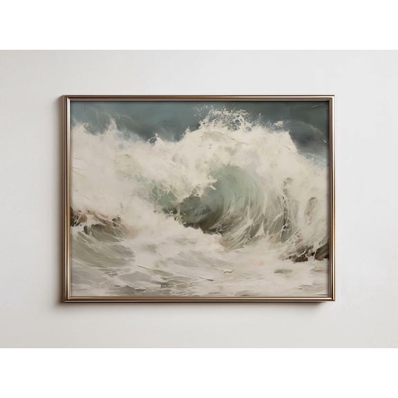 Crashing Ocean Wave Print, Moody Coastal Art Home Decor #2836, 8x12 UNFRAMED