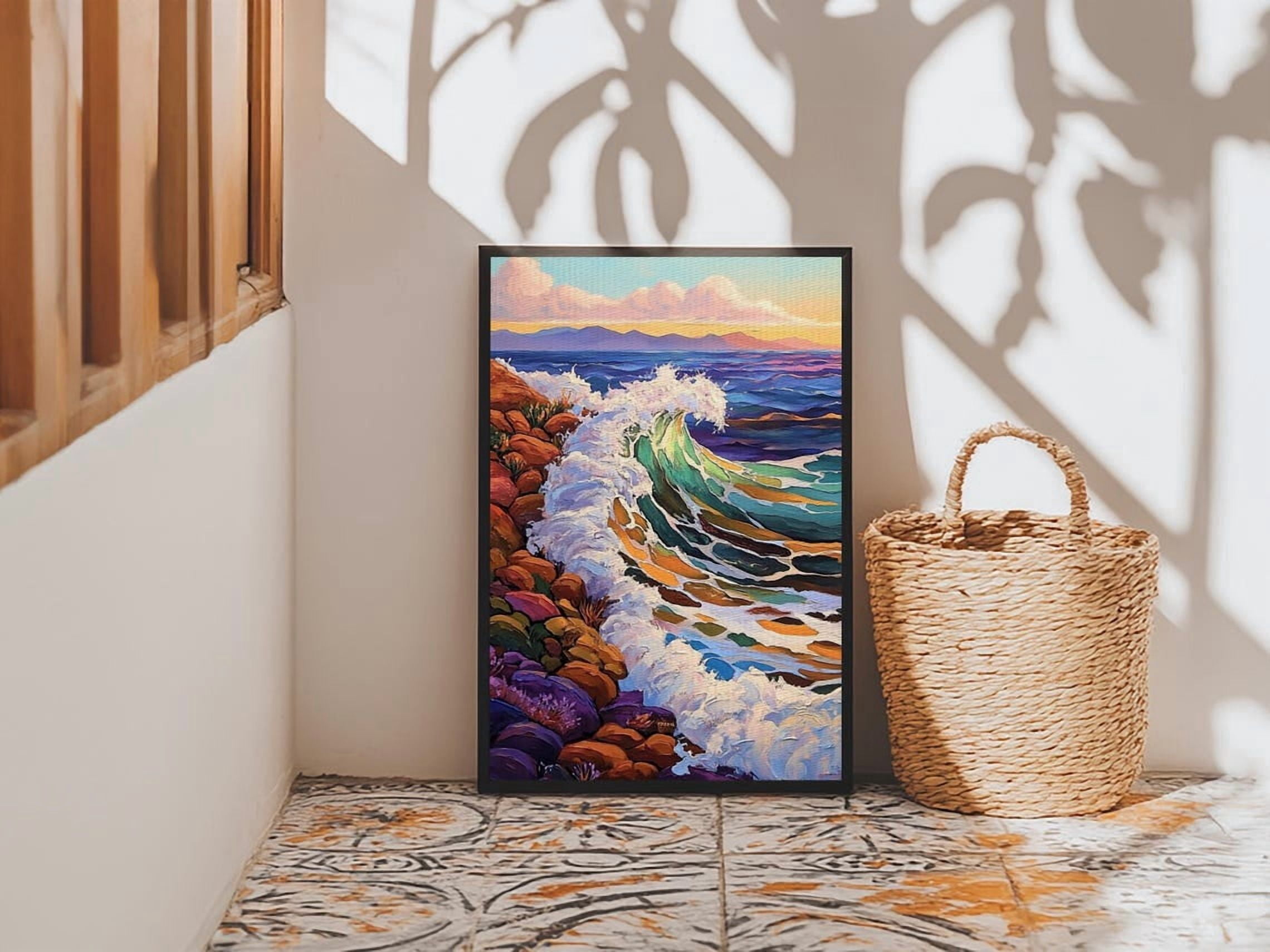 Crashing Ocean Wave Wall Art Print, Coastal Living Room Decor - Walmart.com