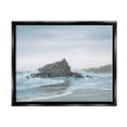thumbnail image 1 of Crashing Waves Rocky Beach Coastal Painting Jet Black Framed Art Print Wall Art, 1 of 6
