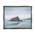thumbnail image 1 of Crashing Waves Rocky Beach Coastal Painting Luster Gray Framed Art Print Wall Art, 1 of 6