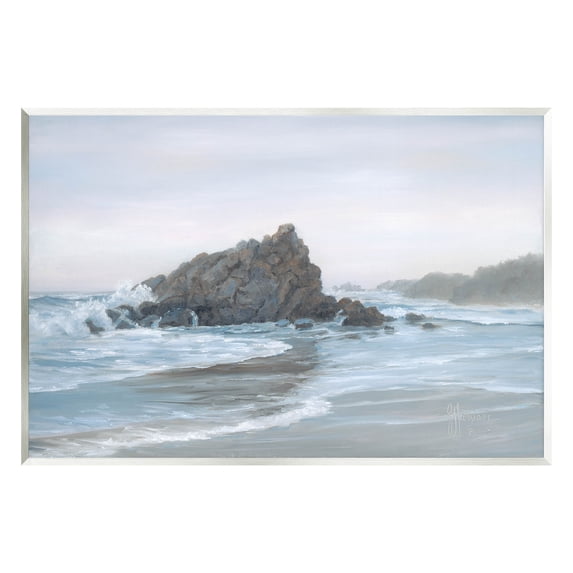 Crashing Waves Rocky Beach Coastal Painting Unframed Art Print Wall Art