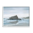 thumbnail image 1 of Crashing Waves Rocky Beach Coastal Painting White Framed Art Print Wall Art, 1 of 7