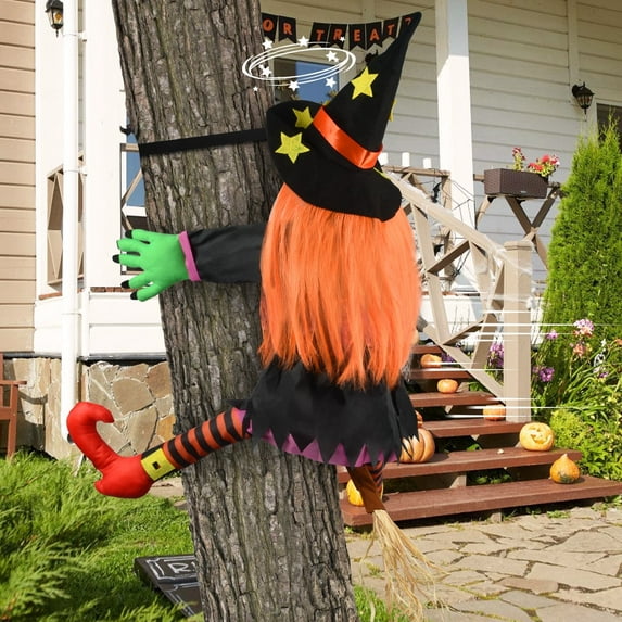 Crashing Witch Halloween Decoration Outdoor Witch Props -Flying Crashed Witches,Crashing Witch into Tree Halloween Decorations,Flying Witch Decor for Front Yard, Tree, Porch, Outdoor Lawn