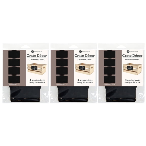 Hampton Art Crate Dcor Chalkboard Labels Bundle 12 Wooden Chalkboard Tags for DIY Crate Decorating, Home Dcor, Craft Projects and Personalized Labeling Laser Cut Wood Tags