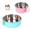 thumbnail image 1 of Crate Dog Bowl,Removable Stainless Steel Water Food Feeder Bowls Crate Coop Cup,Pet Cage Bowls with Bolt Holder for Cat, Puppy, Birds, Rats, Rabbits Small Animals ((Blue+Pink) Round, Samll), 1 of 9