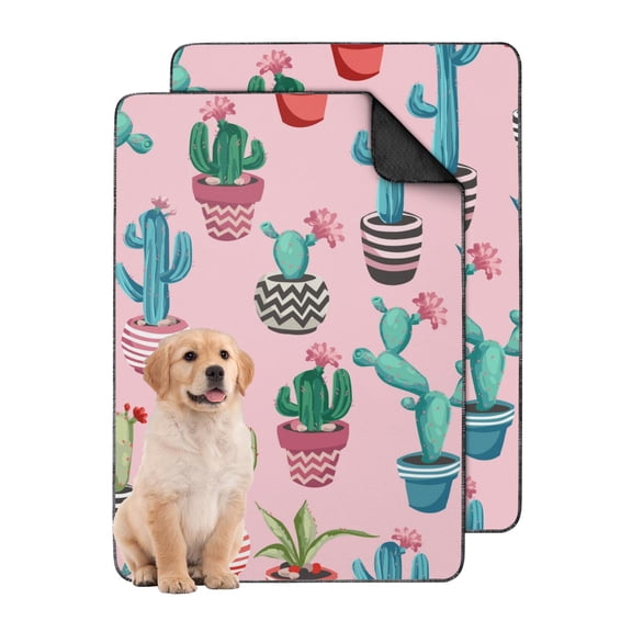Crate Essential 24" x35" Reusable Dog Training Pads, Washable Potty Pads with Non-Slip Base and Decorative Plant Patterns