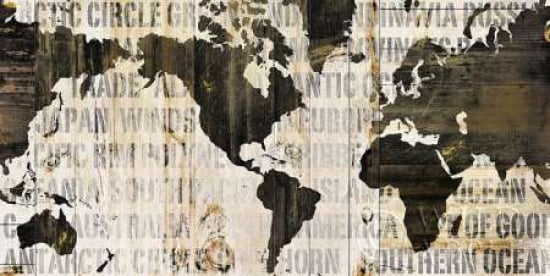 Crate World Map Neutral Canvas Art - Sue Schlabach (12 x 18)