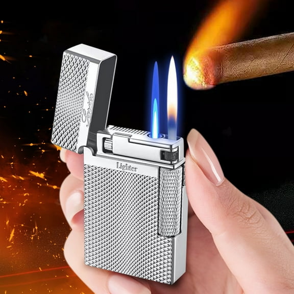 Crater Clear Light Inclined Fire Open Flame Wheel Lighter with Inflatable Point Pipe Design