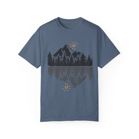 Crater Lake Mountain Wanderlust Camping Unisex Garment-Dyed T-shirt