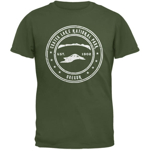Crater Lake National Park Military Green Adult T-Shirt - Large